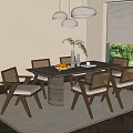 Quiet Ancient Dining Table and Chair Restaurant 3d model