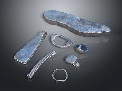 Rustic Garden Ornaments With Decorative Metal Shapes For Outdoor Garden Decoration 3d model
