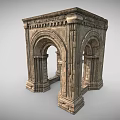 Ancient Ornate Stone Architectural Structure With Decorative Arches And Carved Columns