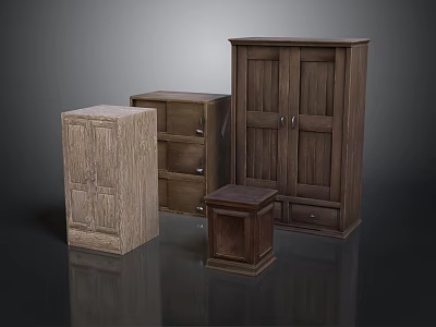 Wooden Furniture Collection With Cabinets Wardrobe Storage Units Different Styles And Finishes 3d model