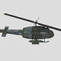 Military Green And Gray Helicopter With Rotors Cockpit And Emblem