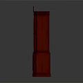 Classic Red Wooden Cabinet With Glass Doors And Traditional Decorative Details