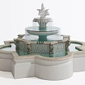 Classical Multi Tiered Garden Ornament Fountain With Ornate Carved Stone Base And Decorative Top