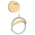 Modern Gold Wall Light With Round White Translucent Shade And Sleek Metal Design