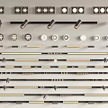 Various Downlights And Spotlights Arranged In Rows With Diverse Designs And Shapes
