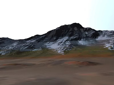 Breathtaking Scenic Landscape With Snow Covered Mountain Slopes Green Grass And Sandy Terrain 3d model
