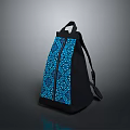 Daily Use Black Backpack With Blue Pattern And Double Shoulder Straps