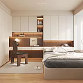 Modern Tatami Bedroom Interior With Tatami Bed Built-in Cabinets Study Desk And Natural Light