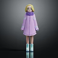 3D Animated Character Creature With Blonde Hair In Purple Coat And Blue Boots