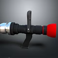 Fire Hose Nozzle With Black Metal Body Red Tip And Silver Connector