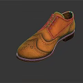 Orange Leather Brogue Shoes with Intricate Perforated Design Classic Lace Up Style and Durable Leather Sole