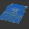 3D Landscape Model With Grassland Trees Circular Clearing And Yellow Flowers