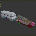 Sleek Concept Car Towing Trailer With Modern Geometric Design And Reflective Surface