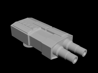 Industrial Gray Mechanical Component With Square Body And Two Cylindrical Ports 3d model