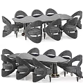 Modern Dining Table and Chairs Set with Curved Backrest Marble Tabletop Metal Legs