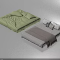 Comfortable Green and Gray Mattresses with Soft Bedding Decorative Pillows and Cozy Blanket