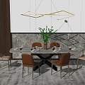 Modern Dining Table and Chair Combination Dining Table and Chair 3d model