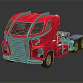 Vintage Red Functional Truck With Streamlined Cab Chrome Grille And Cargo Features 3d model