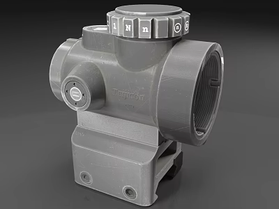 Tactical Weapon Sight Featuring Adjustable Control Knobs And Solid Mount Base Design 3d model