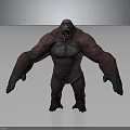 3D Gorilla Character Displaying Red Gray Fur Open Mouth And Muscular Posture
