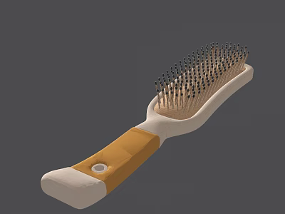 Plastic Hair Brush With White And Yellow Handle And Dense Bristles For Daily Use 3d model