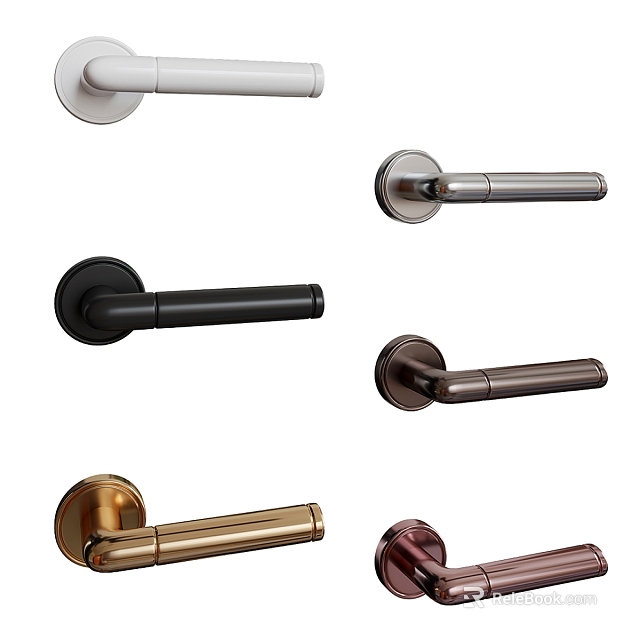 Modern Door Handles With Various Styles And Assorted Colors For Interior Design 3d model 