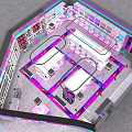 Modern Yujianchao Store Interior Design With Neon Lights Purple Pink Decor And Cabinets