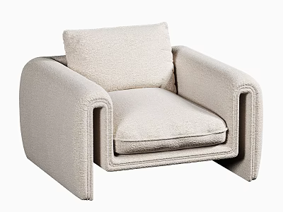 Beige Single Sofa With Modern Design Soft Fabric Armrests And Comfy Cushion 3d model