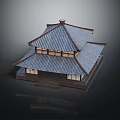Traditional Chinese Ancient Architecture With Tiled Roof Two Story Wooden Structure And Eaves