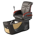 Beige Leather Pedicure Massage Chair With Wooden Armrests And Foot Basin