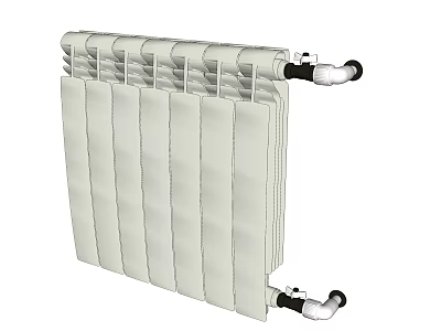 White Domestic Panel Radiator For Efficient Home Heating With Valve Connections 3d model