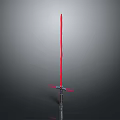Red Lightsaber Weapon With Long Slender Blade And Detailed Hilt On Gray Gradient Background