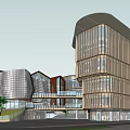 Modern Architectural Exterior Design With Wooden Glass Facade And Unique Roof Structure