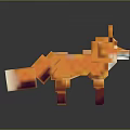 Pixel Art Fox 3D Rendered Colorful Character With Vibrant Orange Fur And Purple Legs