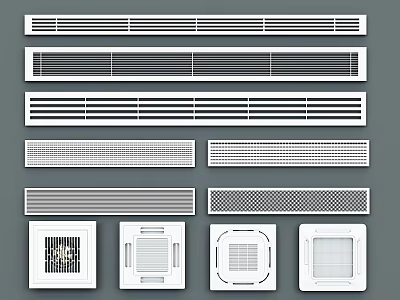 Various Types of Air Conditioner Air Vents with Modern Design and Grille Patterns 3d model