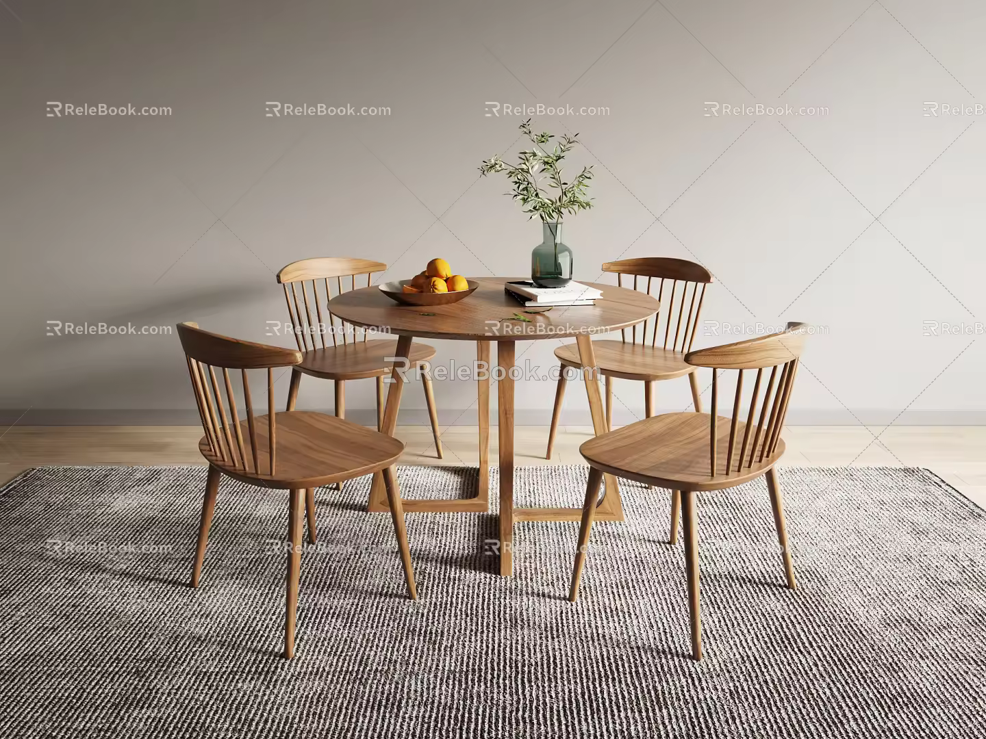 Nordic Casual Table and Chair Combination Casual Table and Chair 3d model