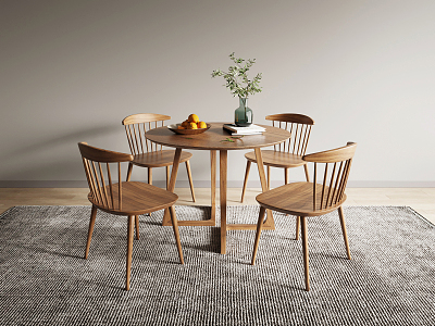 Nordic Casual Table and Chair Combination Casual Table and Chair 3d model