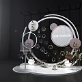 Shinner Interactive Zone With Circular Exhibition Booth Product Display Hexagonal Decorations And Lighting