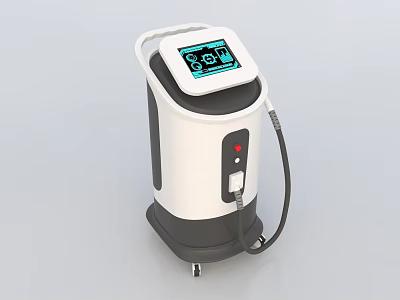 Advanced Medical Device With Digital Display Screen Mobile Wheels And Treatment Hose 3d model