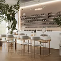 Modern Beauty Salon Interior Design With Product Shelves White Chairs Gold Frames And Lighting