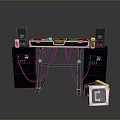 Household Control Console With Black Cabinets Cables And Metal Storage Box 3d model