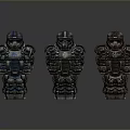 Six Sci Fi Robot Game and Movie Characters With Different Colors Designs Backpacks and Equipment