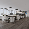 modern public office area open office general manager office 3d model