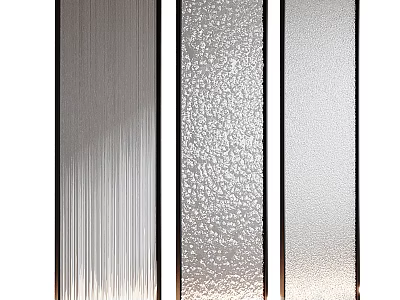 Modern Glass Partition With Striped Frosted And Granular Textured Patterns For Interior Design 3d model