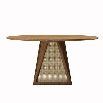 Quiet dining table, rattan, walnut dining table 3d model