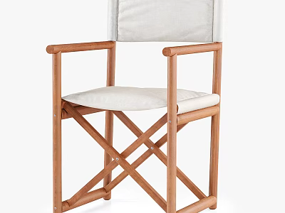 Simple Wooden Frame Outdoor Chair With Fabric Seat Cushion Armrests And Folding Design 3d model