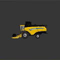 Yellow Combine Harvester With Black Top And Cutting Platform For Agriculture