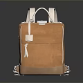 Functional Brown Canvas Backpack With Minimalist Design White Straps And Zipper Pocket