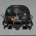 Mechanical Equipment Assembly With Detailed Gears Pipes And Colored Components