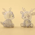 Adorable Brown Deer Stuffed Toys Sitting With Antlers On Yellow Background